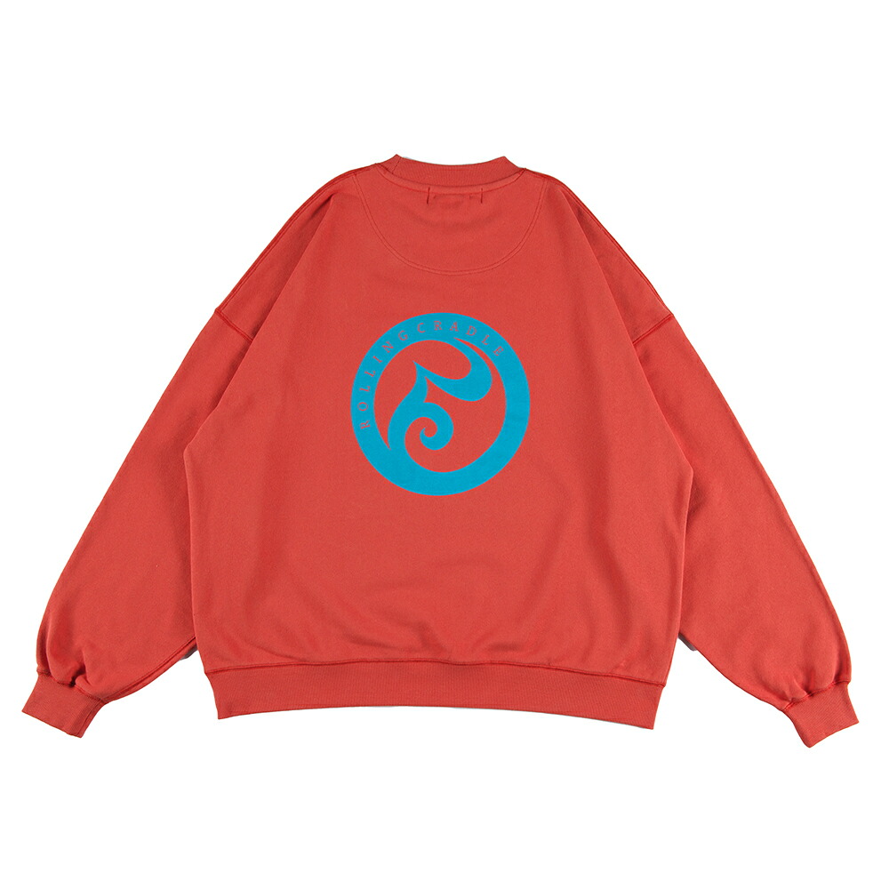 【 ROLLING CRADLE / LOGO LOGO CREWNECK / ORANGE 】 ローリングクレイドル ロリクレ スウェット クルーネック トレーナー オーバーシルエット　オレンジ｜OHCA clothing　店