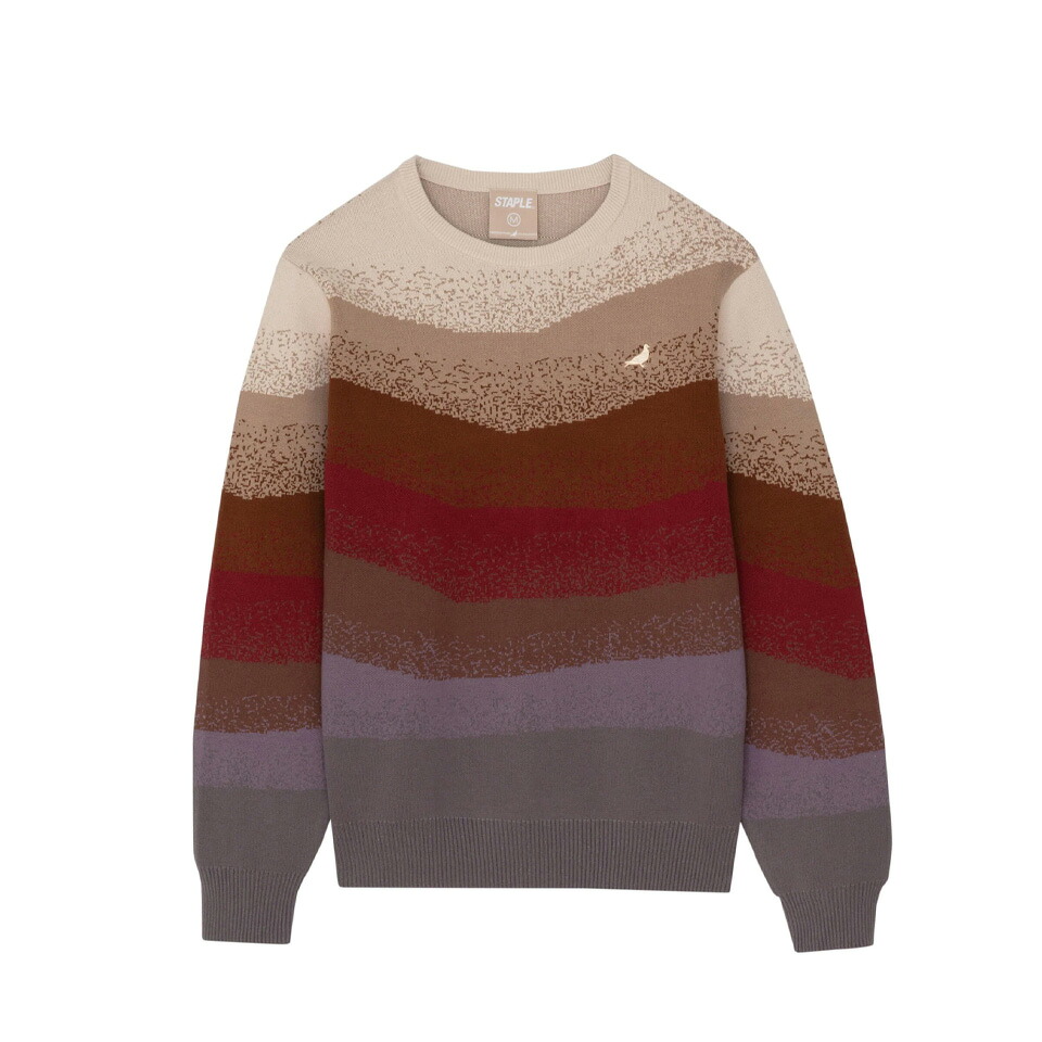 【 STAPLE / LANDSCAPE INTARSIA SWEATER / MULTI 】 ステイプル ニット セーター ボーダー マルチ｜OHCA clothing　店