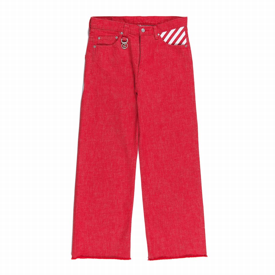 【 ROLLING CRADLE / THUNDER GATE WIDE COLOR DENIM / RED 】 ローリングクレイドル ロリクレ ズボン下 ジーンズ デニム ジーパン 赤いこと 赤 貨物輸送無料