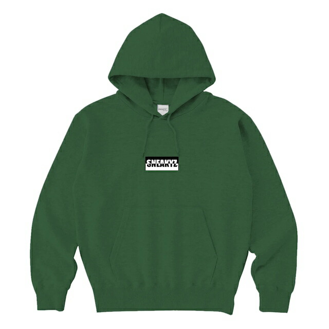 【 SNEAKYZ / BICOLOR BOX LOGO HOODIE / GREEN 】  スニーキーズ 汗水 パーカー フーディ スノーボード 滑るゲーム盤 緑であること 緑