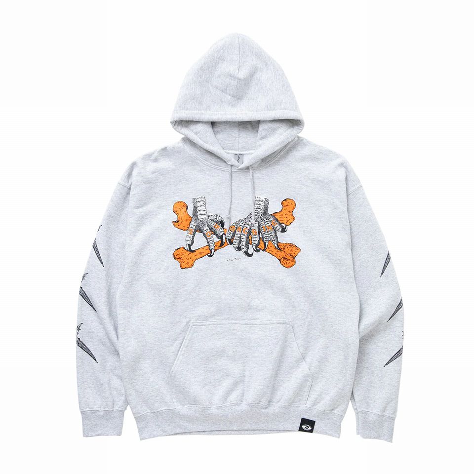 【 TOY MACHINE / Hirotton collab. Claw hoody / ASH GRAY 】 トイマシーン トイマ ヒロットン フーディ パーカー スウェット アッシュ グレー|OHCA clothing 店