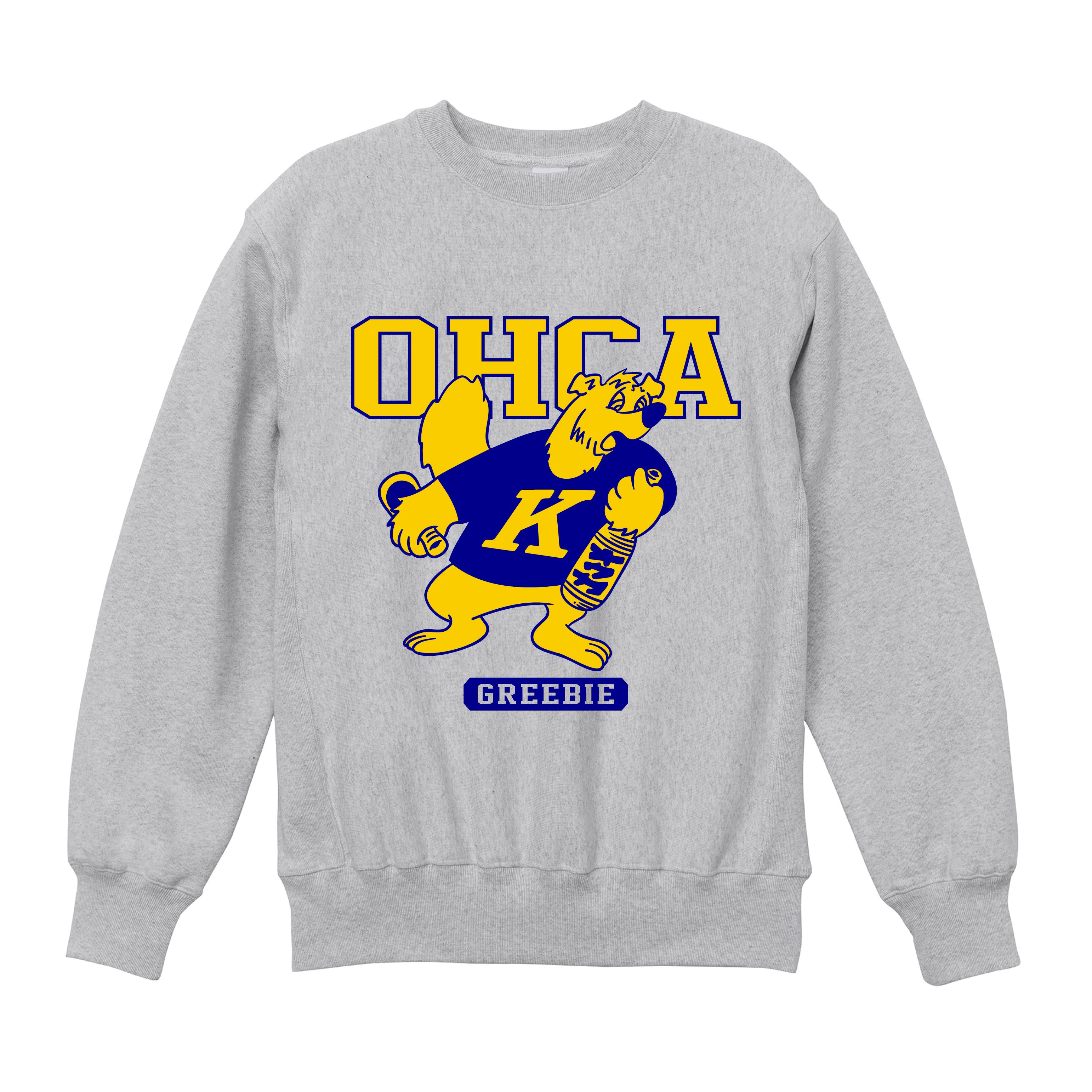 【 Greebie / OHCA &times; Greebie Crew Sweat / ASH GRAY 】グリービー スウェット トレーナー クルーネック アッシュ グレー 灰メンズ レディース ブランド メンズトレーナー レディーストレーナー グレートレーナー グレースウェット メンズブランド ストリート｜OHCA clothing　店