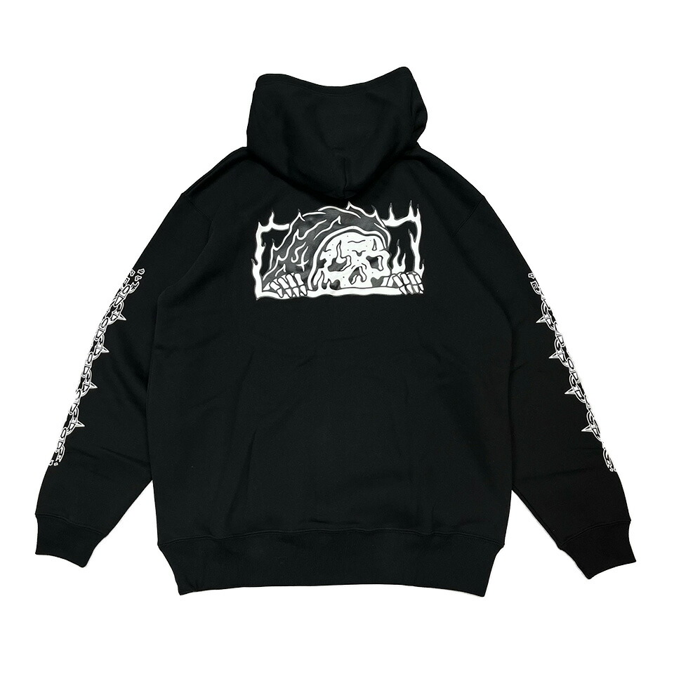 【 LURKING CLASS / FLAMING HOOD / BLACK 】 ラーキングクラス ラーキン スウェット パーカー フーディ ブラック 黒 送料無料ラーキングクラスパーカー プルオーバーパーカー メンズ 黒パーカー メンズパーカーブランド ストリート系 グラフィックパーカー かぶり|OHCA clothing 店