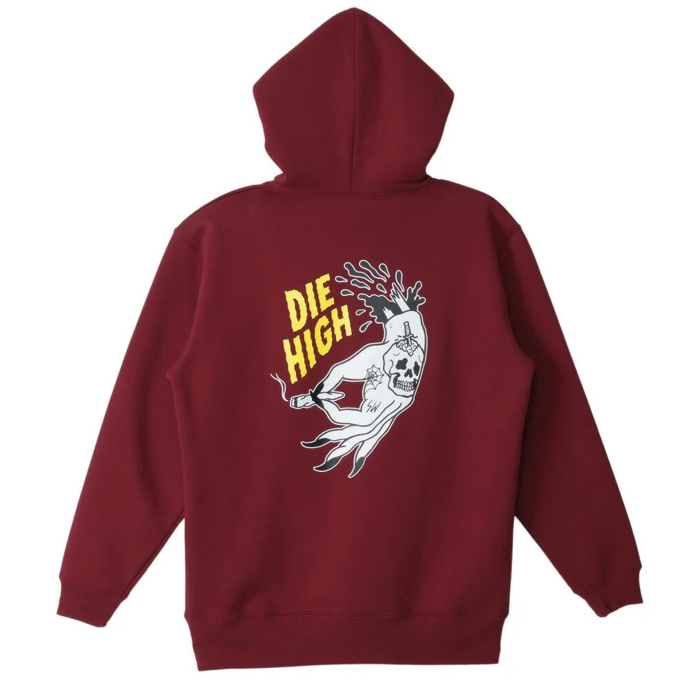 【 LURKING CLASS / DIE HIGH HOOD / BURGUNDY 】 ラーキングクラス ラーキン スウェット パーカー フーディ バーガンディ ワインレッド ボルドー マルーン 送料無料｜OHCA clothing　店