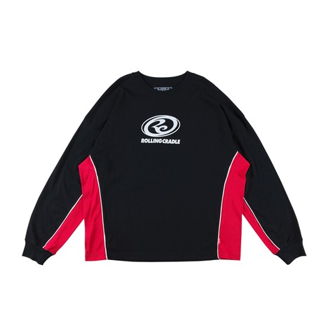 【 ROLLING CRADLE / RC UNIFORM LONGSLEEVE / BLACK 】ローリングクレイドル ロリクレ 長袖 Tシャツ ゲームシャツ ツートーン 切替 ブラック 黒｜OHCA clothing　店