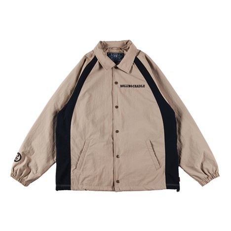 【 ROLLING CRADLE / RC LOGO COACH JACKET / BEIGE 】ローリングクレイドル ロリクレ ナイロン ジャケット コーチジャケット ウインドブレーカー ベージュ｜OHCA clothing　店 13,104円