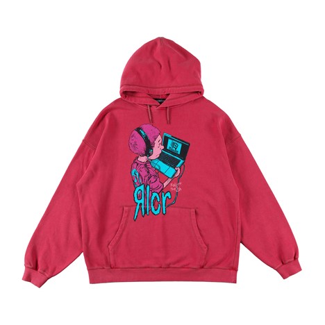 【 ROLLING CRADLE / ANONYMOUS HOODIE / RED 】ローリングクレイドル ロリクレ 流汗 パーカー フーディ 赤いこと 赤 後染め パーカー-トップス