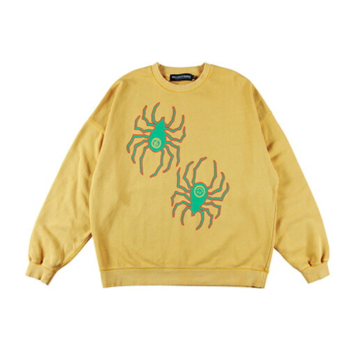 【 ROLLING CRADLE / STRANGE CREWNECK / YELLOW 】 ローリングクレイドル ロリクレ 流汗 調教師 労働者の一団素っ首 厚地の外套影ぼうし 後染め 細蟹 細蟹 蜘蛛 黄色 黄味がかった