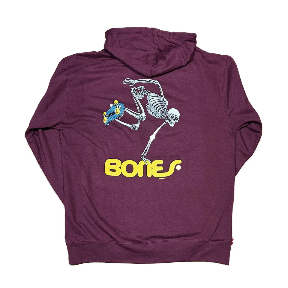 【 BONES / SKATEBOARD SKELETON HOODIE / GARNET 】  ボーンズ スウェット パーカー フーディ スカル ガーネット マルーン バーガンディ ワインレッド スケボー スケートボード