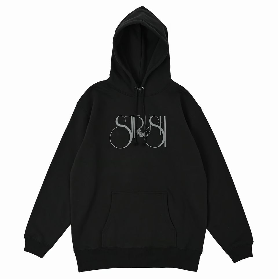 【 STRUSH / SMOKE LOGO HOOD / BLACK 】 ストラッシュ パーカー フーディ スウェット スケボー スケートボード ブラック 黒|OHCA clothing 店