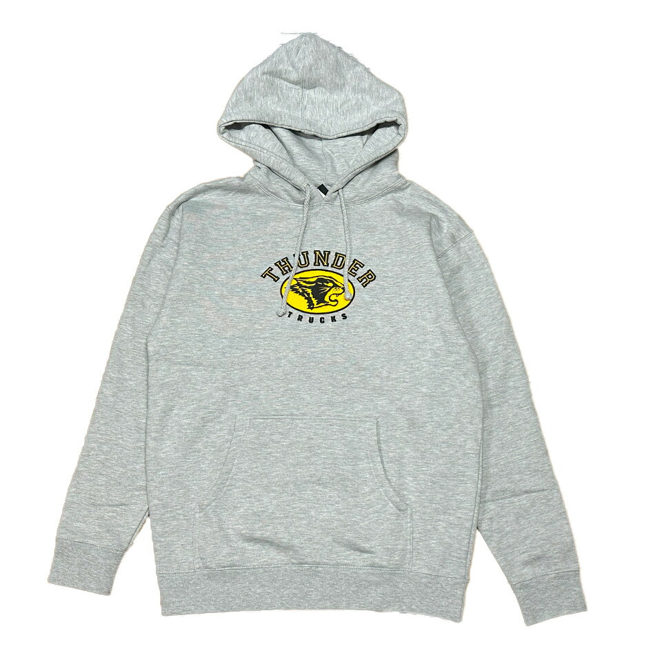 【 THUNDER / CAMPUS HOODIE / GRAY HEATHER 】  サンダー 流汗 パーカーフーディ ヘザーグレー 薄墨色 滑るゲーム盤 スケボー 貨物輸送無料 スウェット・トレーナー-メンズファッション-トップス