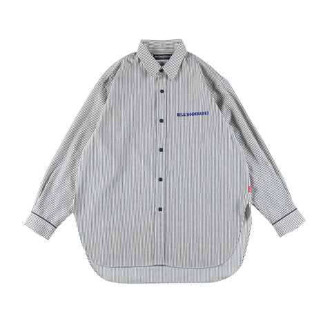 【 ROLLING CRADLE / CHARMING HICKORY SHIRT / WHITE 】ローリングクレイドル ロリクレ 長袖 シャツ ヒッコリー ストライプ オーバーシルエット ホワイト 白｜OHCA clothing　店