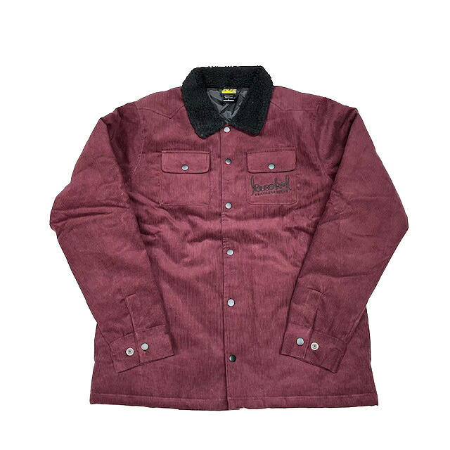 【 KROOKED / SKRIPT JACKET / BURGUNDY 】 クルキッド アウター ジャケット ランチジャケット ハーフコート ボア コーデュロイ バーガンディ ワインレッド マルーン スケートボード マークゴンザレス｜OHCA clothing　店