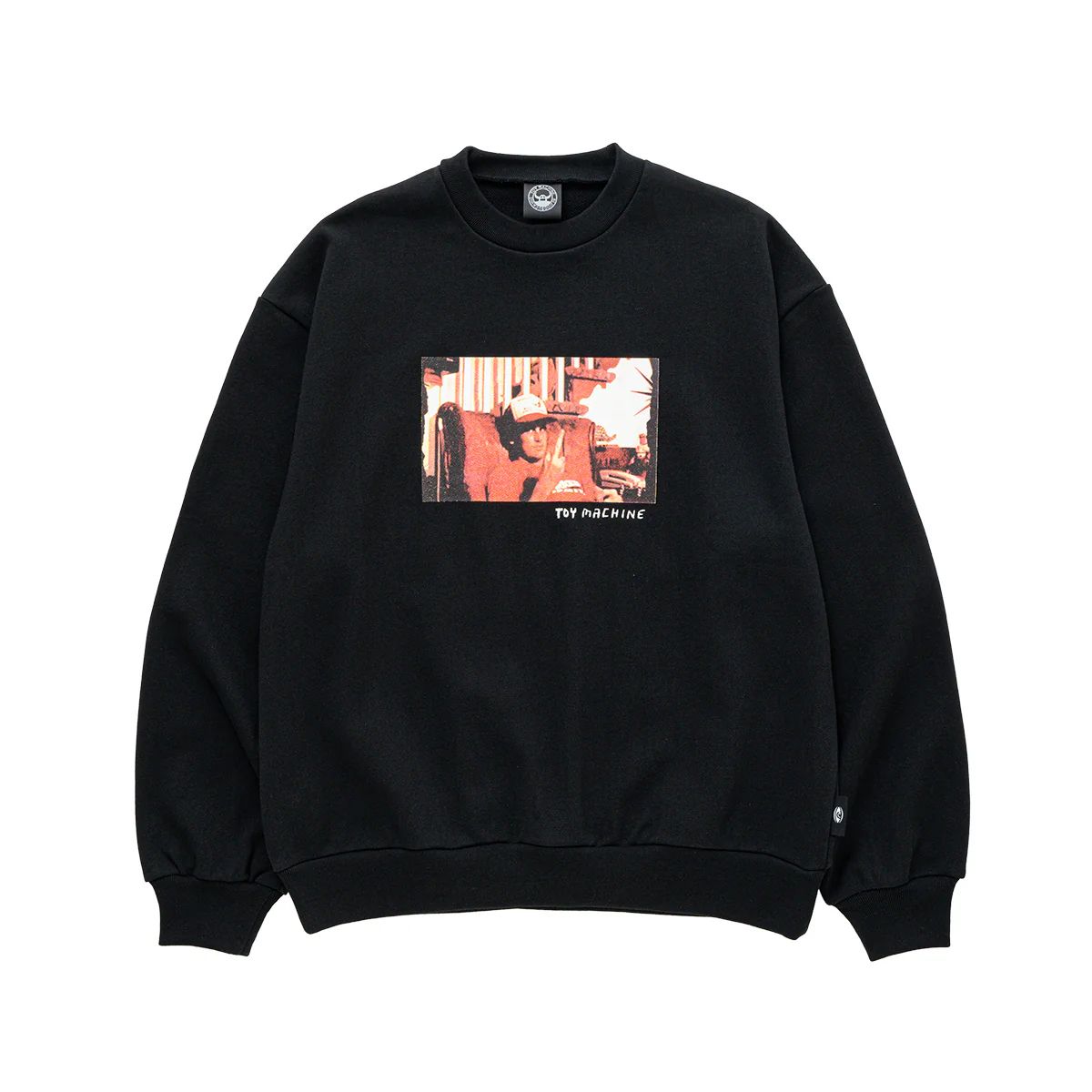 【 TOY MACHINE / [ HEAVY WEIGHT ] ED FLIP SWEAT CREW NECK / BLACK 】 トイマシーン トイマ 流汗 調教師 労働者の一団素っ首  裏パイル 甚だしい薬局衡オンス ヘビーウェイト エドテンプルトン 黒いこと 黒 スケボー 滑るゲーム盤