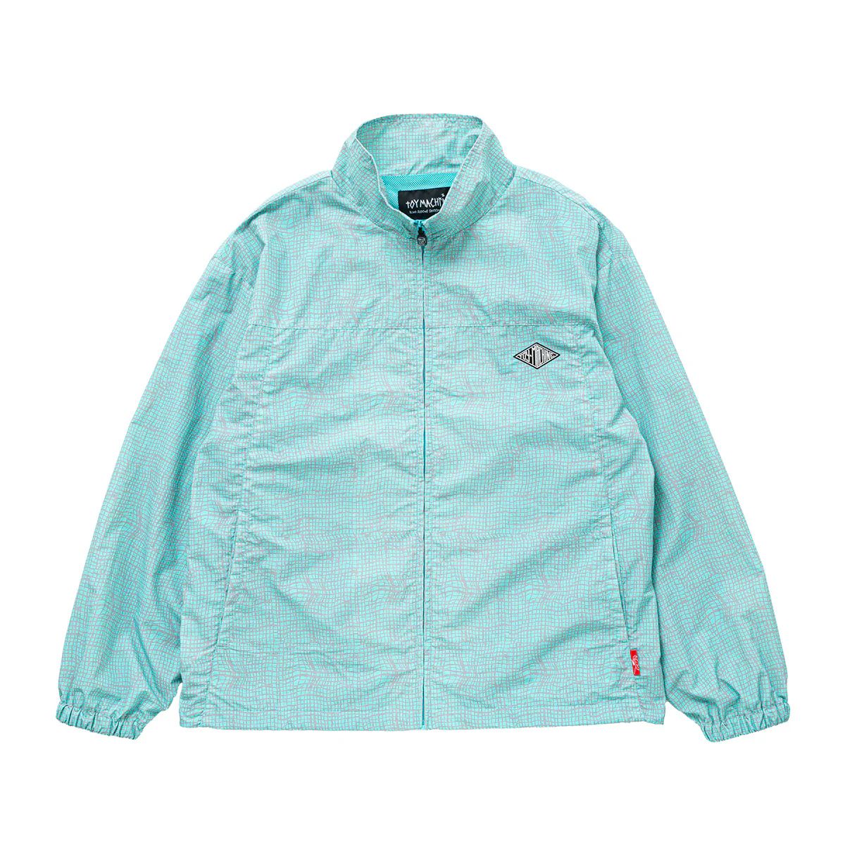 【 TOY MACHINE / TM WEB PRINT STAND JACKET / L . BLUE 】 トイマシーン トイマ アウター スタンドジャケット ジャケット 総柄 ライトブルー ブルー 水色 スケボー スケートボード｜OHCA clothing　店