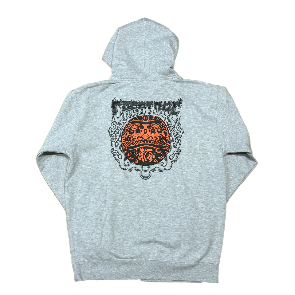 【 CREATURE / FORTUNE P/O HOOD / GRAY HEATHER 】 クリーチャー スウェット パーカー フーディ だるま  ヘザーグレー グレー 灰 スケボー スケートボード