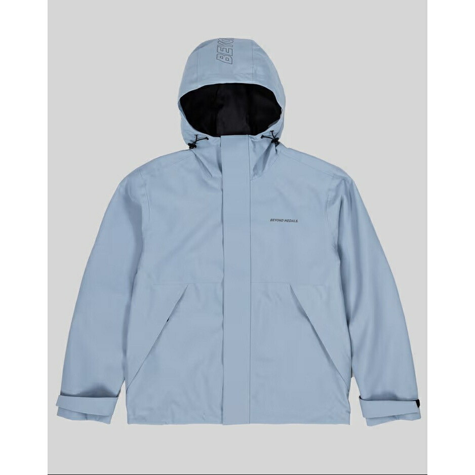 【 BEYOND MEDALS / THE JACKET / PALE BLUE 】ビヨンドメダルズ 上衣 アウター 御山パーカー 防風 耐水 2度合い ペールブルー 水色 スノーボード 滑るゲーム盤