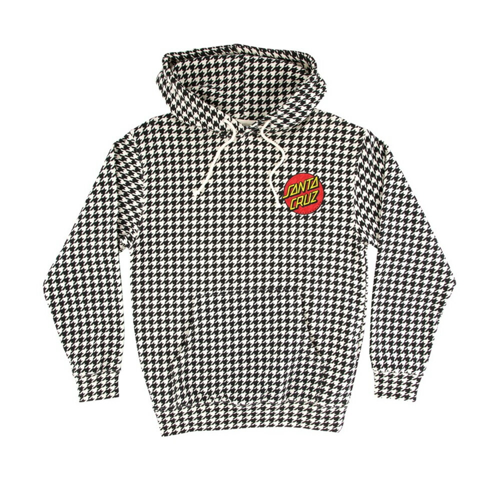【 SANTA CRUZ / CLASSIC DOT P/O HOOD / HOUNDSTOOTH 】サンタクルーズ スウェット パーカー フーディ 千鳥格子 ハウンドトゥース スケートボード