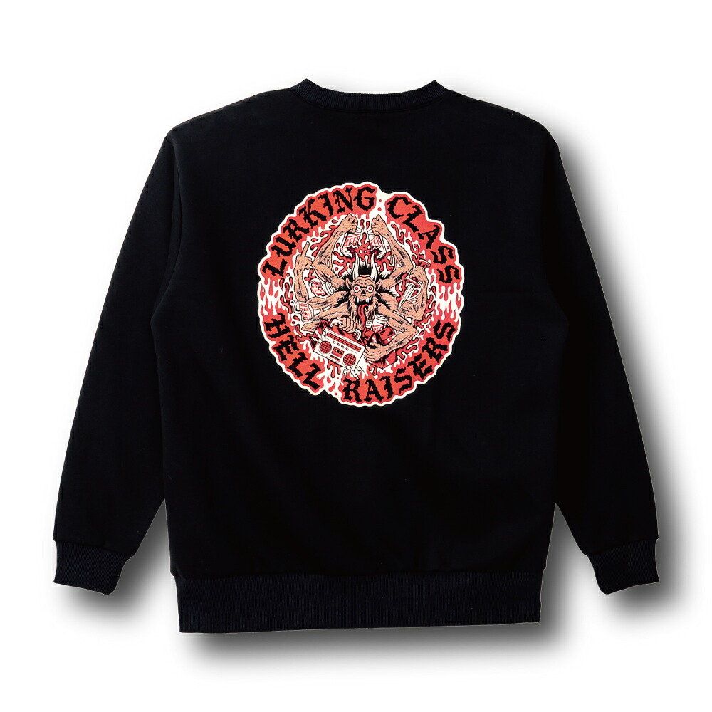 【 LURKING CLASS / × TALLBOY HELL RAISERS CREW / BLACK 】 ラーキングクラス ラーキン スウェット クルーネック トレーナー トールボーイ ブラック 黒|OHCA clothing 店