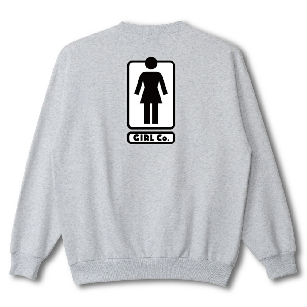 【 GIRL / BOXED OG CREW / ASH 】 ガール クルーネック トレーナー スウェット 裏起毛 アッシュ グレー 灰 スケボー スケートボード|OHCA clothing 店