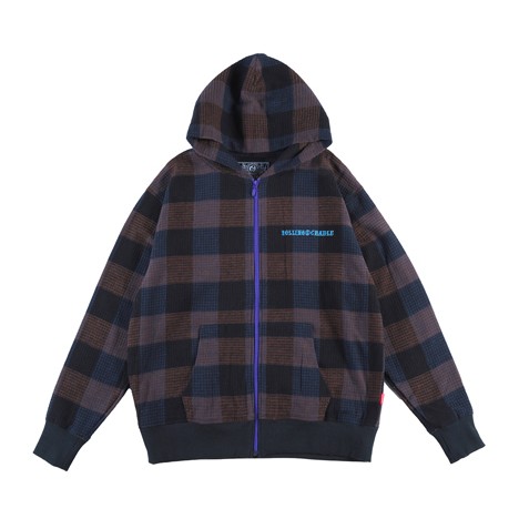 【 ROLLING CRADLE / WAFFLE ZIP HOODIE / BROWN 】ローリングクレイドル ロリクレ パーカー フーディ ワーヘル サーマル 照合のしるし ジップアップ 赤銅色 茶
