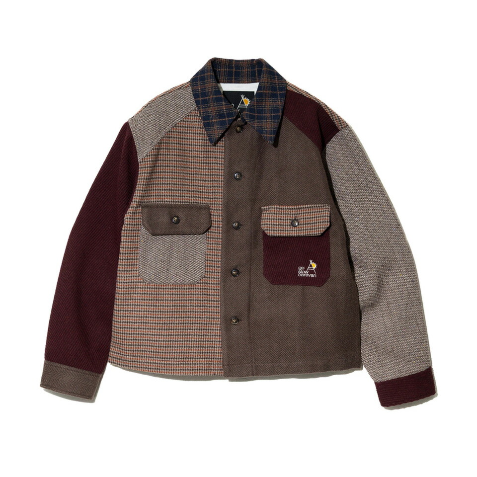 【 go slow caravan / WOOL LIKE FABRIC CPO JACKET / BROWN 】ゴースローキャラバン アウター 上衣 CPO上衣 クレイジー 赤銅色 赤銅色 アウトドア