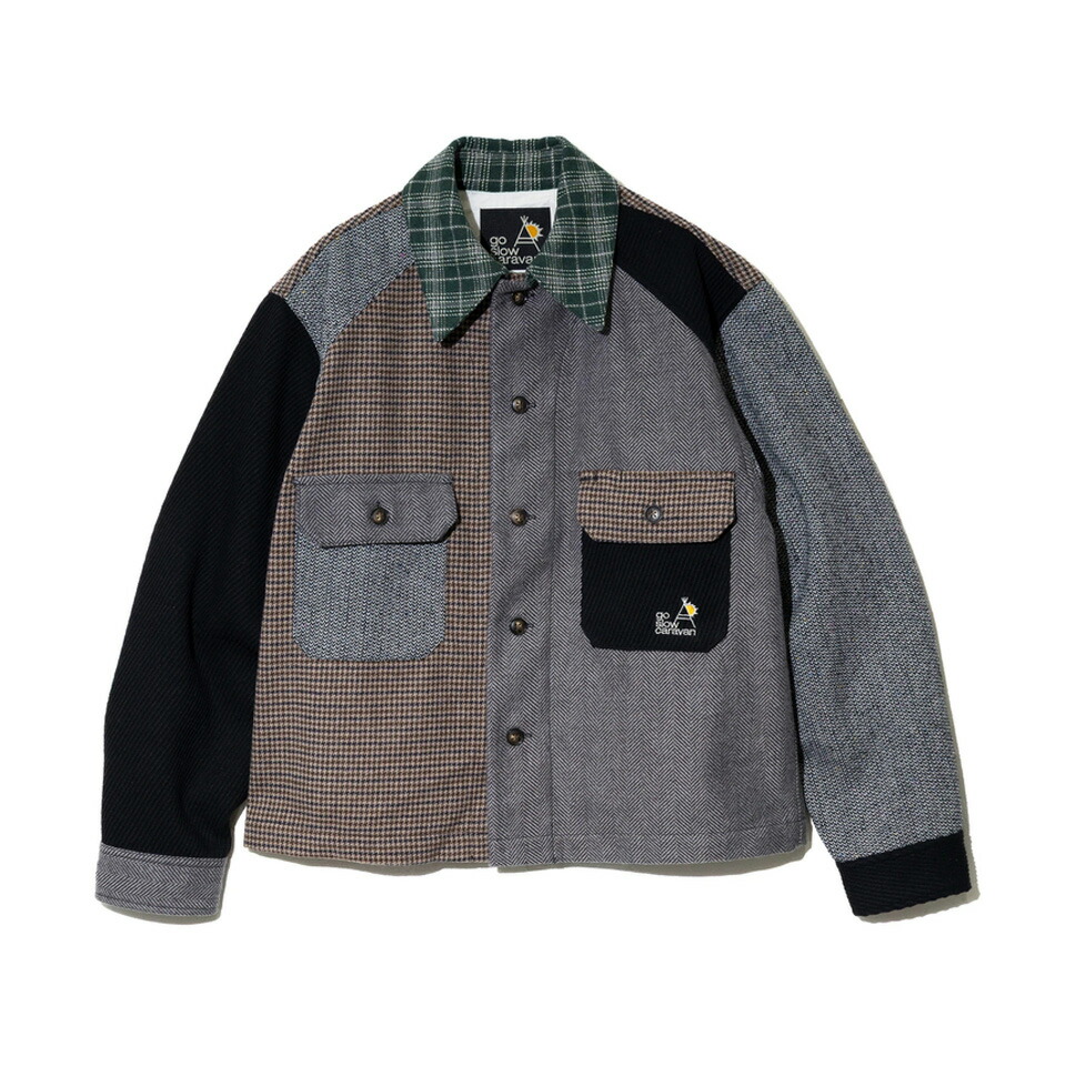 【 go slow caravan / WOOL LIKE FABRIC CPO JACKET / GRAY 】ゴースローキャラバン アウター 上衣 CPO上衣 クレイジー 薄墨色 灰 アウトドア