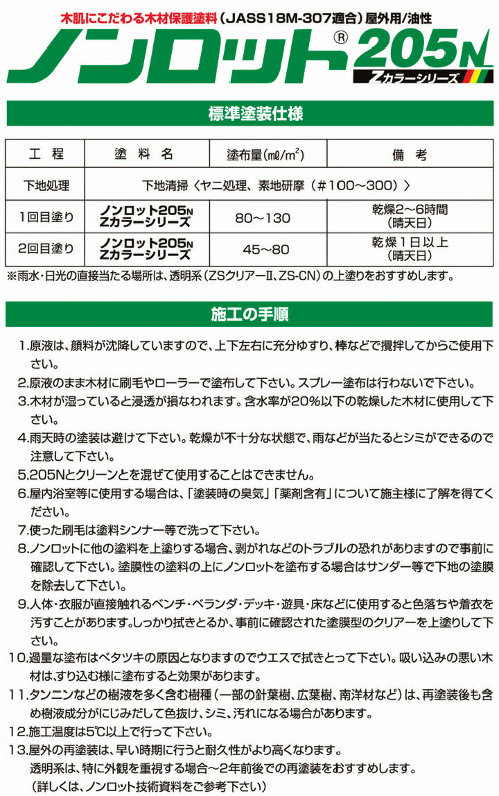 堅実な究極の ノンロット205N ZSクリアーナチュラル 14L 約80平米 2回塗り 屋外用 白木用 オイルステイン 防虫防腐 木材保護塗料  gateware.com.br