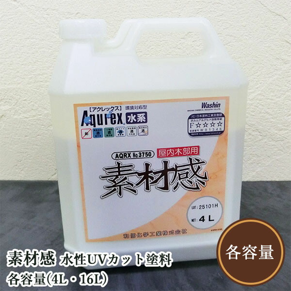 原料品感 水溶性UV撥ねのけるえの具 各静電容量(4L・16L) 屋内用/3750/水溶性/艶消し/木材完成/1液/和信舎密学