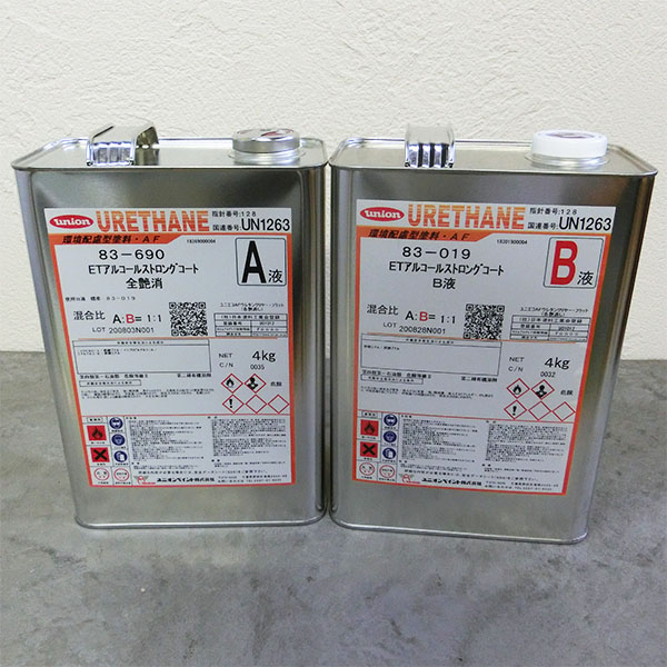 ETアルコールストロングコート 各艶 8kg書き割り(A液:4kg B液:4kg) ユニオンペイント