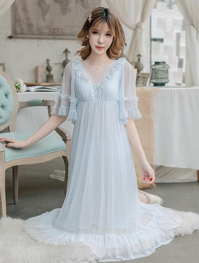 送料無料 ネグリジェ ワンピース 姫系 レディースパジャマ パッド付き 部屋着 夏ネグリジェ 可愛いパジャマ ルームウェア ロングワンピース ゆったり オシャレ ランジェリー 寝間着 寝巻き 短袖 ナイトウェア フリーサイズ 友達 彼女 母の日 プレゼント ナイトガウン