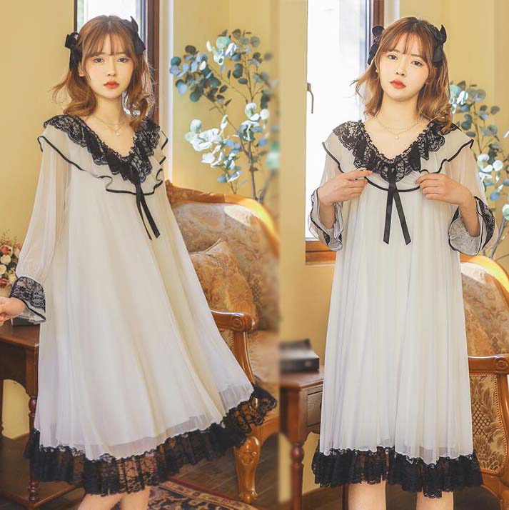 送料無料 ルームウェア パジャマ ネグリジェ レディース ワンピース 女性部屋着 寝巻きパジャマ 夏服 姫系 ネグリジェ 薄手 レディースパジャマ 長袖 ルーム パジャマ 柔らか ロング丈 ナイトウェア ゆったり 無地 夏 ギフト フリーサイズ 通気性 着心地 Tajikhome Com