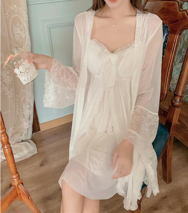 送料無料 ネグリジェ お姫様風 レースパジャマ レディース 2点パジャマ キャミソール ワンピース カーディガン パッド付き 上下セット 部屋着 ナイトウェア ルームウェア ランジェリー 可愛い 韓国風 セットアップ 女性パジャマ 寝巻き 快適 プレゼント 春夏