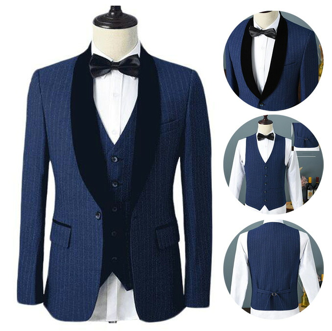 【送料無料】フォーマルスーツ 結婚式スーツ メンズスーツ スーツ 上下セット 紳士服 スリーピース 男性用 ビジネススーツ 3点セット ジャケット+パンツ+ベスト ストライプ スーツセット 司会者 卒業式 入学式 入社式 二次会 成人式 披露宴 出張 通勤 プレゼント|おひさま
