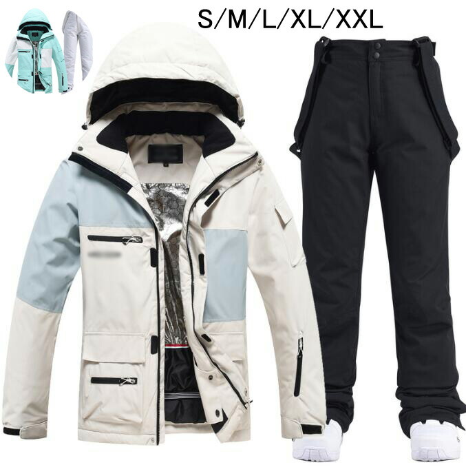 【新品セール】スノーボードウェア 可愛い スキーウェア スノボ ウェア 男女兼用 防寒 防水レディース 2点セット ジャケット パンツ 暖かい メンズスノボウェア サスペンダー ペアスノーウェア 大きいサイズ 韓国風 スキー ボードウェア スノボーウェア 8色展開