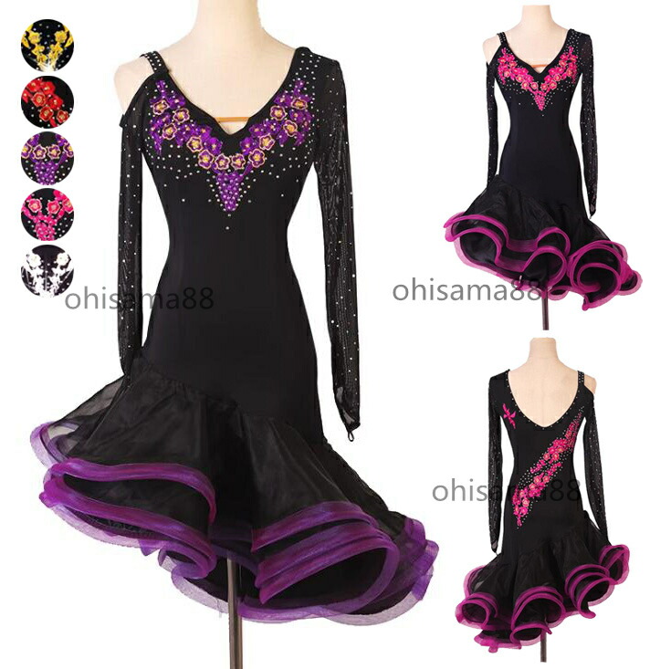 楽天市場】【送料無料】社交ダンス ラテン ドレス 競技ダンス 衣装 学