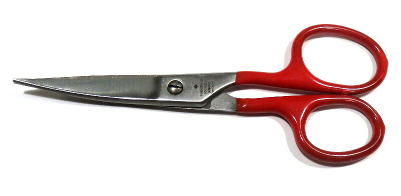 ♠F.ハーダーレザーシザー（皮革切ハサミ）17cm 先反り　炭素鋼　赤PVC巻き柄【ゆうパケット便送料無料】【税込】
