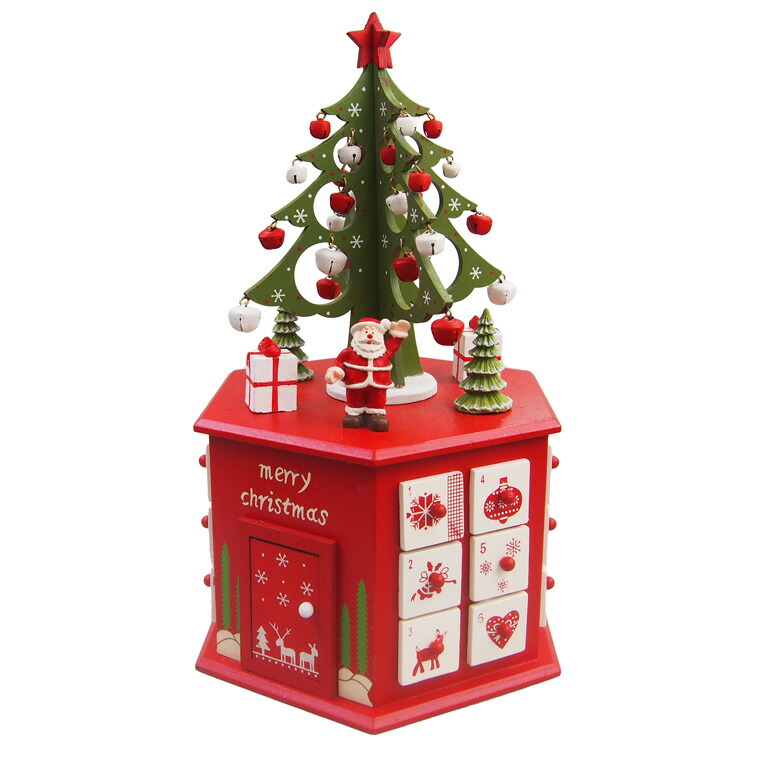クリスマスアトベントカレンダー 雑貨 置物 飾り 木製 かわいい 北欧 おしゃれ 小物 カラフル 上品 卓上 テーブル 部屋 玄関 引き出し サンタクロース クリスマスツリー アンティーク インテリア アドベント カウントダウン｜クリスマス専門店　KOBE CRAFT