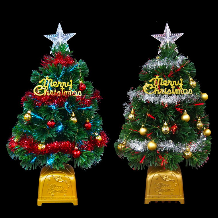 クリスマスツリーセット60cmグリーン ファイバーツリー 北欧 おしゃれ 卓上 LED ライト付き 光る オーナメントセット 小さい 小さめ 小型 ミニ 飾り 装飾 星 イルミネーション 足元 組み立て簡単 クリスマスツリー