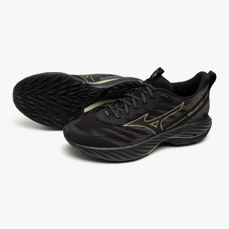 ミズノ MIZUNO ウエーブライダーGTX 2(ランニング／ゴアテックス／防水)[ユニセックス] ランニングシューズ J1GC2482-01(ブラック×ゴールド)