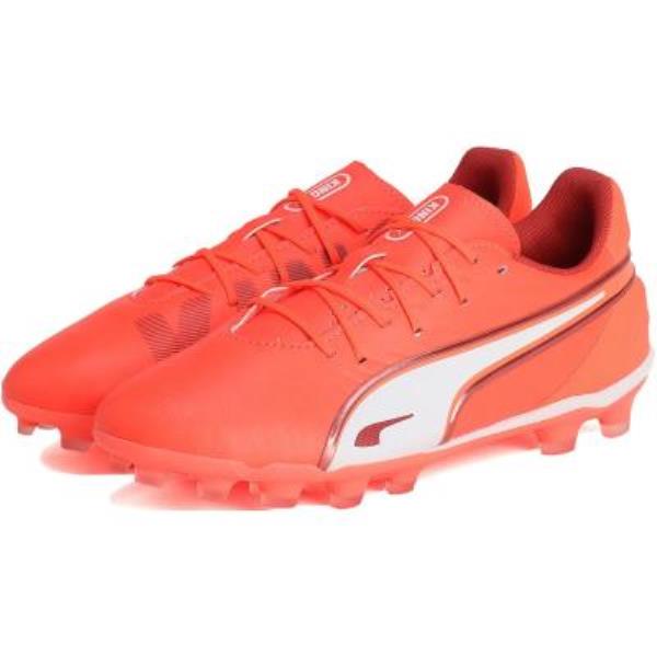 プーマ PUMA キング マッチ HG/AG+MID JR ジュニアサッカースパイク 10832101(グローイングレッド/プーマホワイト/レッドファイヤー)