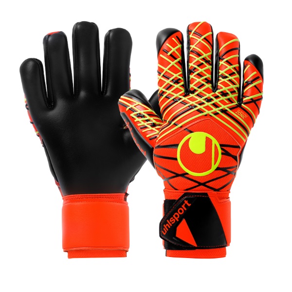 ウールシュポルト uhlsport ファイアエディション スーパーソフト ハーフネガティブ キーパーグローブ 101133401-20(フローレッド×フローイエロー×ブラック)|オオミヤスポーツ 店