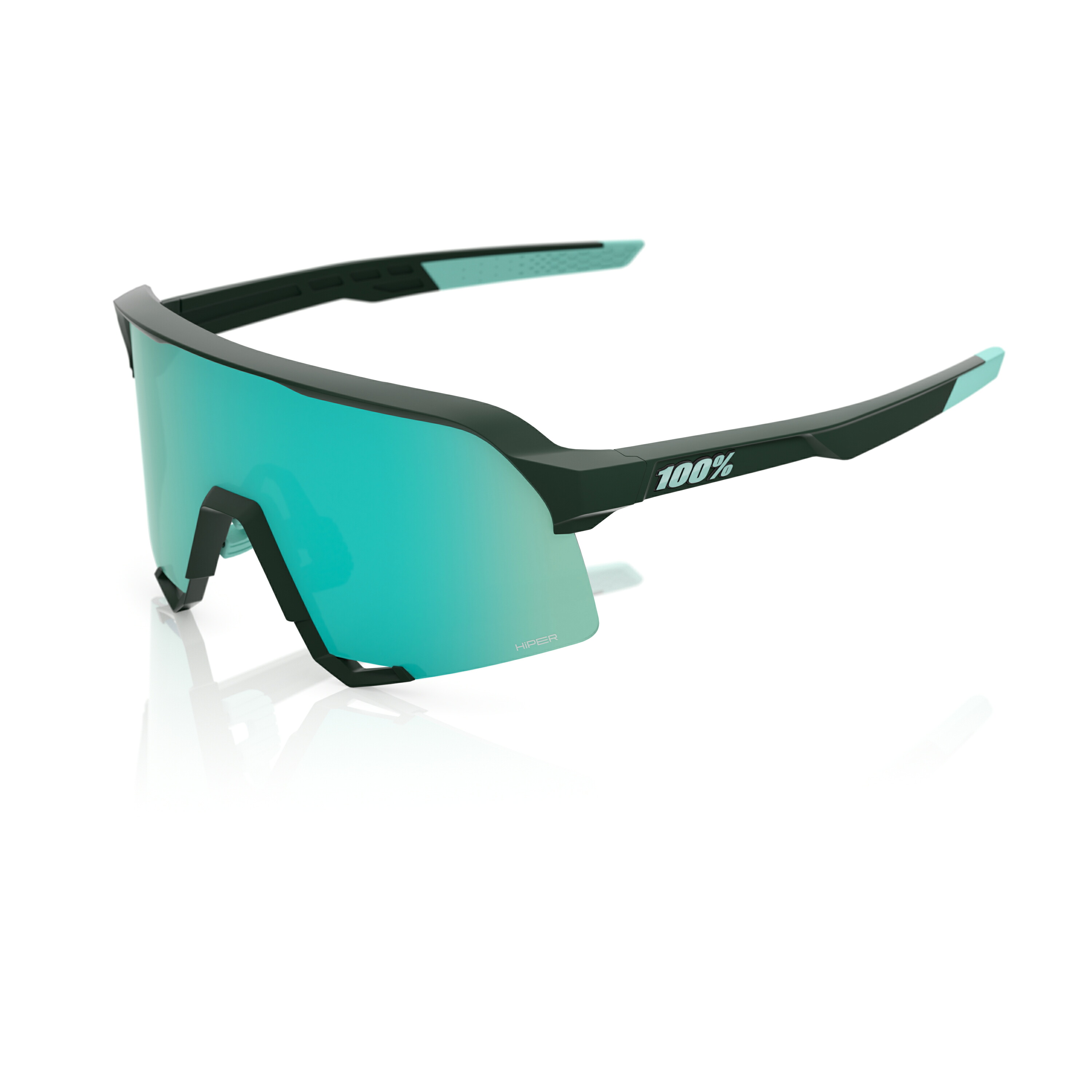 【100%】ワンハンドレッド サングラス S3(60005-10052) ■Soft Tact Juniper&minus;HiPER Mint Mirror Lens｜大野スポーツ　店