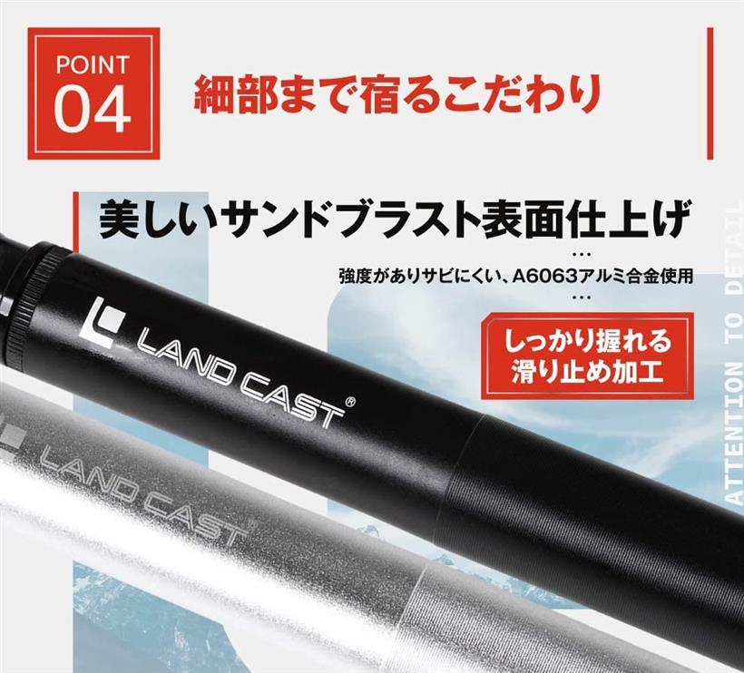 landcast 自転車 空気入れ 仏式 米式 携帯ポンプ ロードバイク クロスバイクに軽い力で高圧まで空気が入る