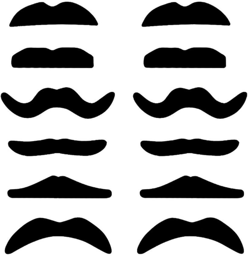付け髭 コスプレ 黒ヒゲ つけヒゲ セット 黒ひげ 海賊 ハロウィン パーティー フェルト ちょび髭 12個組 (ブラック, Free Size)画像