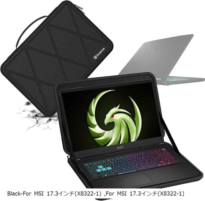 互換品 ハードEVA保護スリーブケース 17.3インチ MSI Alpha B5EEK-007/B5EEK-022 ノートパソコン、 Bravo C7VFK-039US 防水 (Black, For MSI 17.3インチ(M125-1))|OHstore