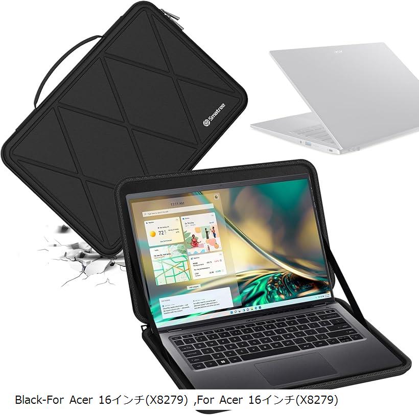 互換品 ハードEVA保護スリーブケース 16インチ Acer Swift X-SFX16-52G-73U6 ラップトップ専用ハードケース 防水＆耐衝撃スリーブ M83 (Black, For Acer 16インチ（M83）)