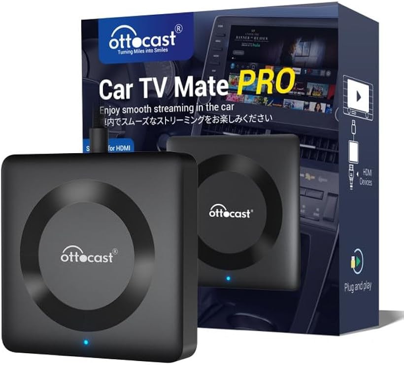 オットキャスト Car TV Mate Pro カーテレビメイト HDMI™出力のTV stick/スクリーンキャスター/DVDなど接続可能 ワイヤレス CarPlay/iphone対応可能 技適取得済み品 (ブラック)|OHstore