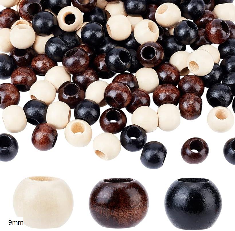 楽天市場】120個3色 天然木製ビーズ 大穴ウッドビーズ ラウンド木