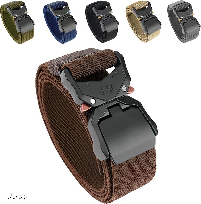 タクティカルベルト サバゲー 登山 ワンタッチ おしゃれ ストレッチ(ブラウン, Free Size)画像